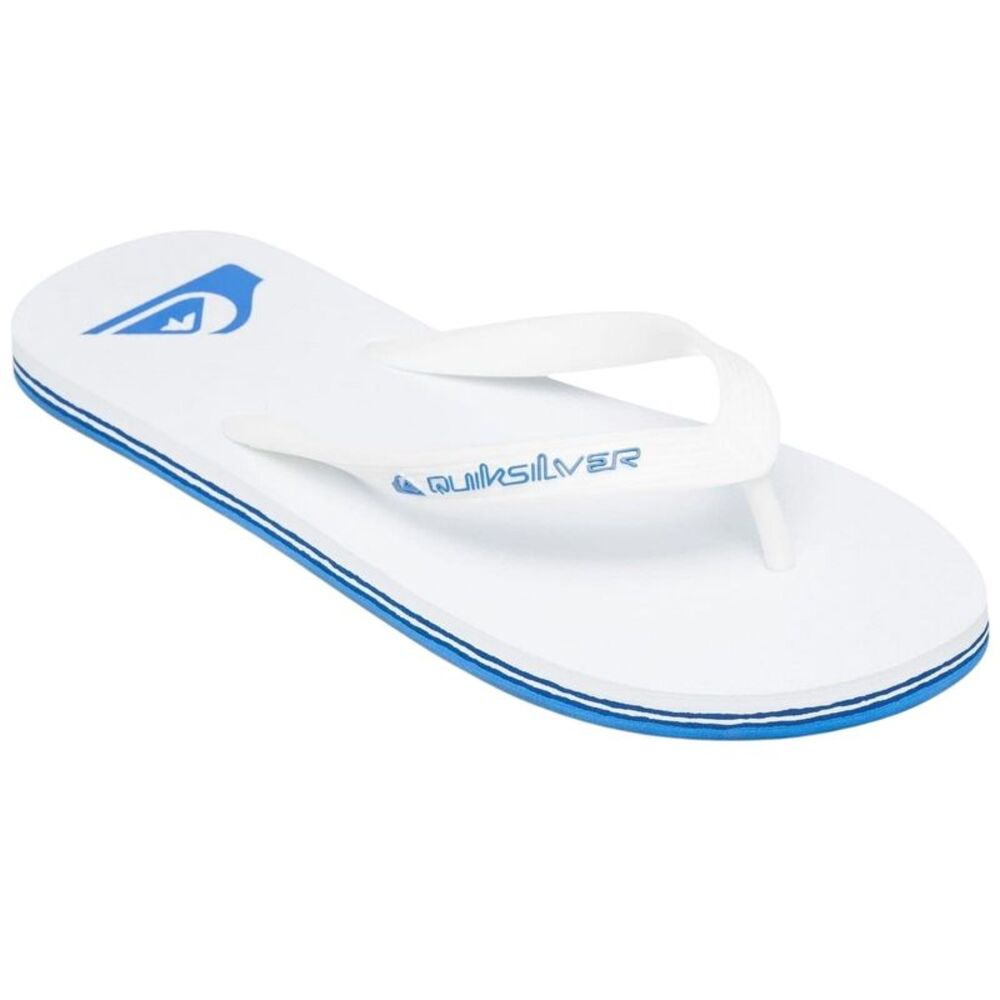 Quiksilver Mens Leather Flip Flops / White/Blue